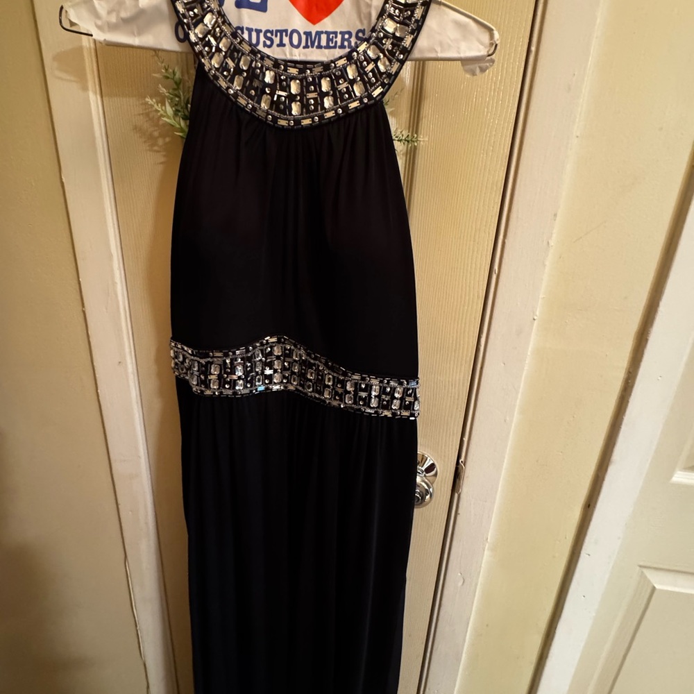 Black Embellished Halter Dress NWOT SIZE 16